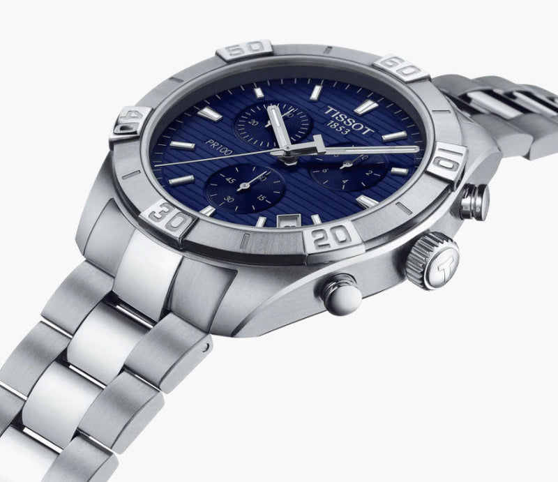 Tissot PR 100 Sport Quartz Chronograph Blue Dial Silver Steel Strap Watch For Men - T101.617.11.041.00 Buy Now By Tissot