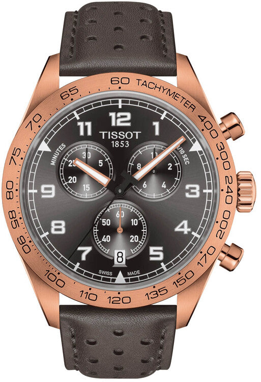 Tissot T Sport PRS 516 Chronograph Grey Dial Grey Leather Strap Watch for Men - T131.617.36.082.00 Buy Now By Tissot