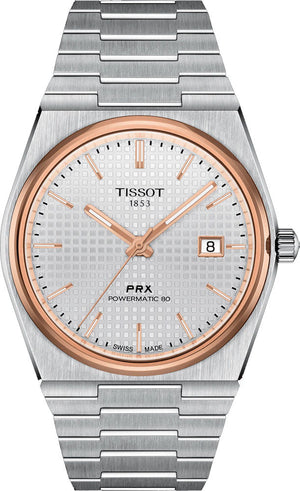 Tissot PRX Powermatic 80 Silver Dial Silver Steel Strap Watch For Men - T137.407.21.031.00