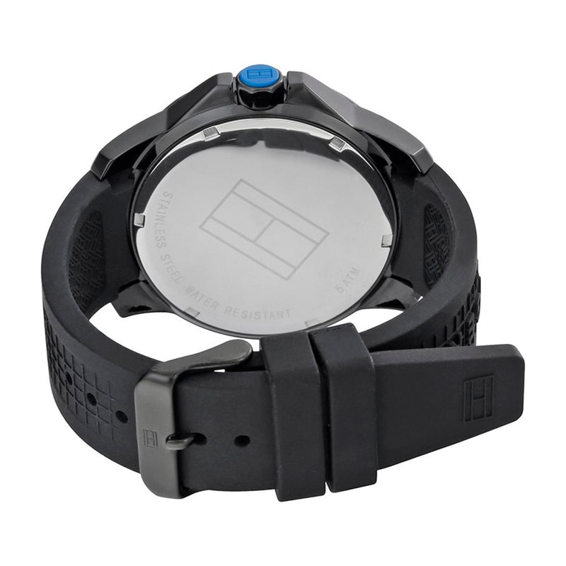 Shop Tommy Hilfiger Sport Multifunction Black Dial Black Rubber Strap Watch for Men - 1790983 in USA