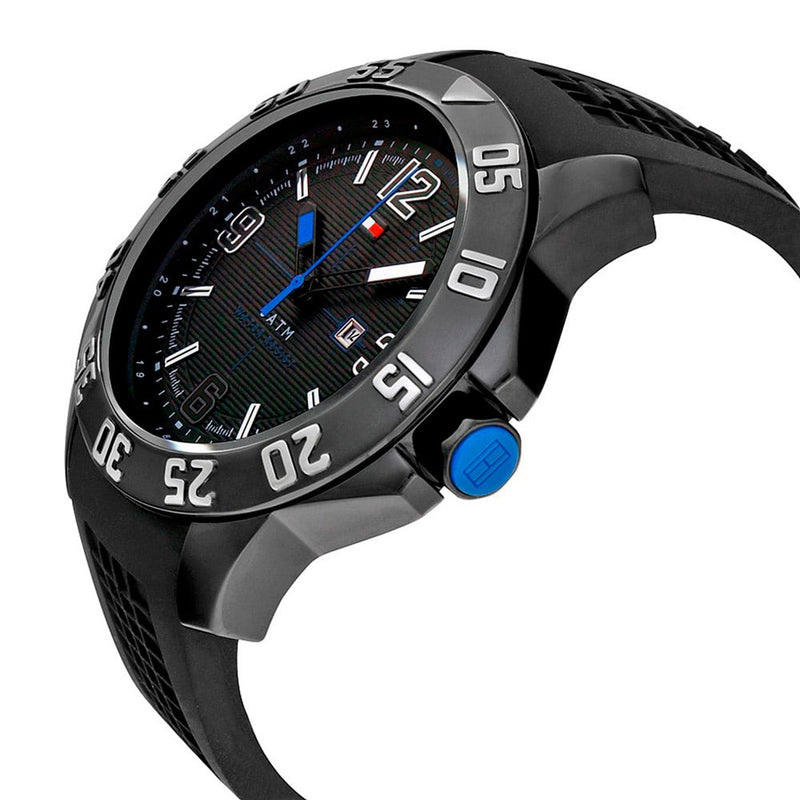 Shop Tommy Hilfiger Sport Multifunction Black Dial Black Rubber Strap Watch for Men - 1790983 in USA