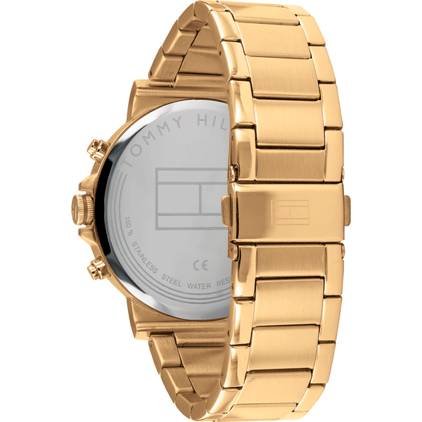 Tommy Hilfiger Daniel Chronograph Blue Dial Gold Steel Strap Watch for Men - 1710384