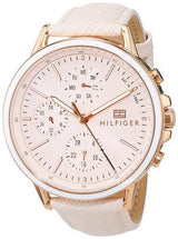 Shop Tommy Hilfiger Carly Cream Dial Cream Leather Strap Watch for Women -1781789 in USA