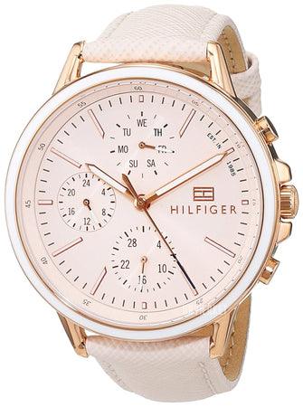 Shop Tommy Hilfiger Carly Cream Dial Cream Leather Strap Watch for Women -1781789 in USA