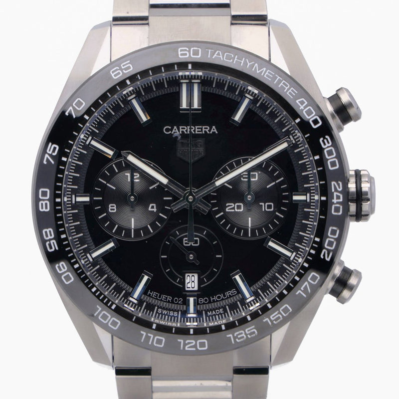 Tag Heuer Carrera Automatic Chronograph Black Dial Silver Steel Strap Watch for Men - CBN2A1B.BA0643 Buy Now By Tag Heuer