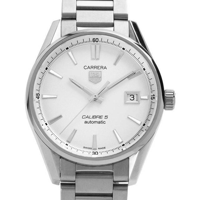 Tag Heuer Carrera Automatic Caliber 5 White Dial Silver Steel Strap Watch for Men - WAR211B.BA0782 Buy Now By Tag Heuer