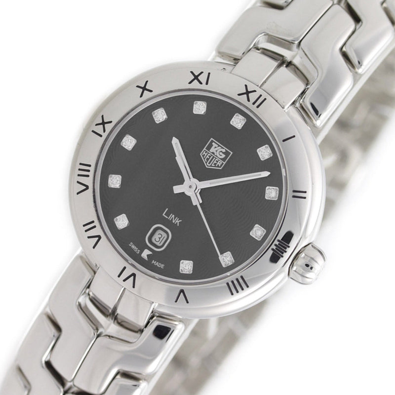 Shop Tag Heuer Link Quartz Diamonds Black Dial Silver Steel Strap Watch for Women - WAT1410.BA0954 in USA