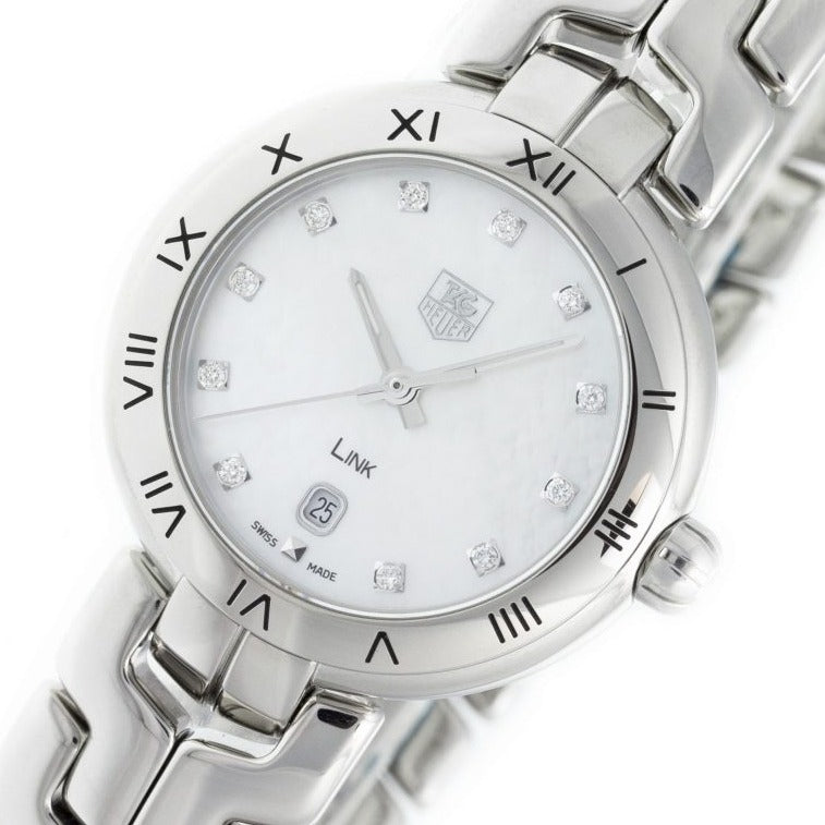 Shop Tag Heuer Link Diamonds Mother of Pearl Dial Silver Steel Strap Watch for Women - WAT1417.BA0954 in USA