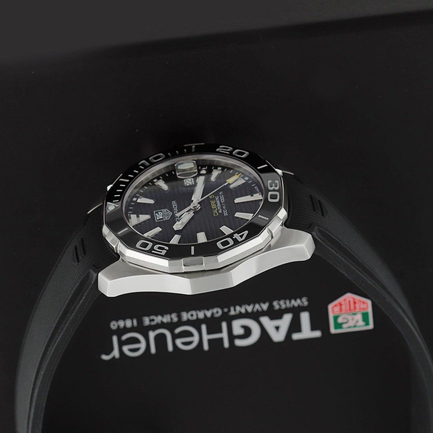 Tag Heuer Aquaracer Calibre 5 Automatic Black Dial Black Rubber Strap Watch for Men -  WAY211A.FT6151