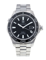 Shop Tag Heuer Aquaracer Caliber 5 Automatic Black Dial Silver Steel Strap Watch for Men - WAK2110.BA0830 in USA