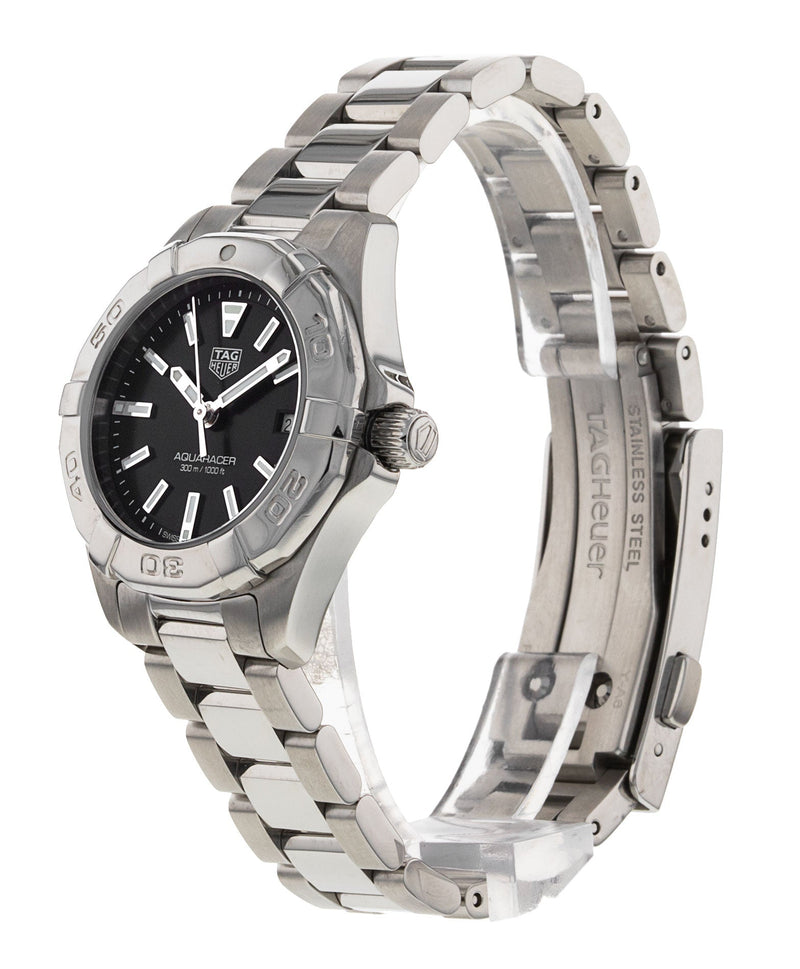 Shop Tag Heuer Aquaracer Quartz Black Dial Silver Steel Strap Watch for Women - WBD1410.BA0741 in USA