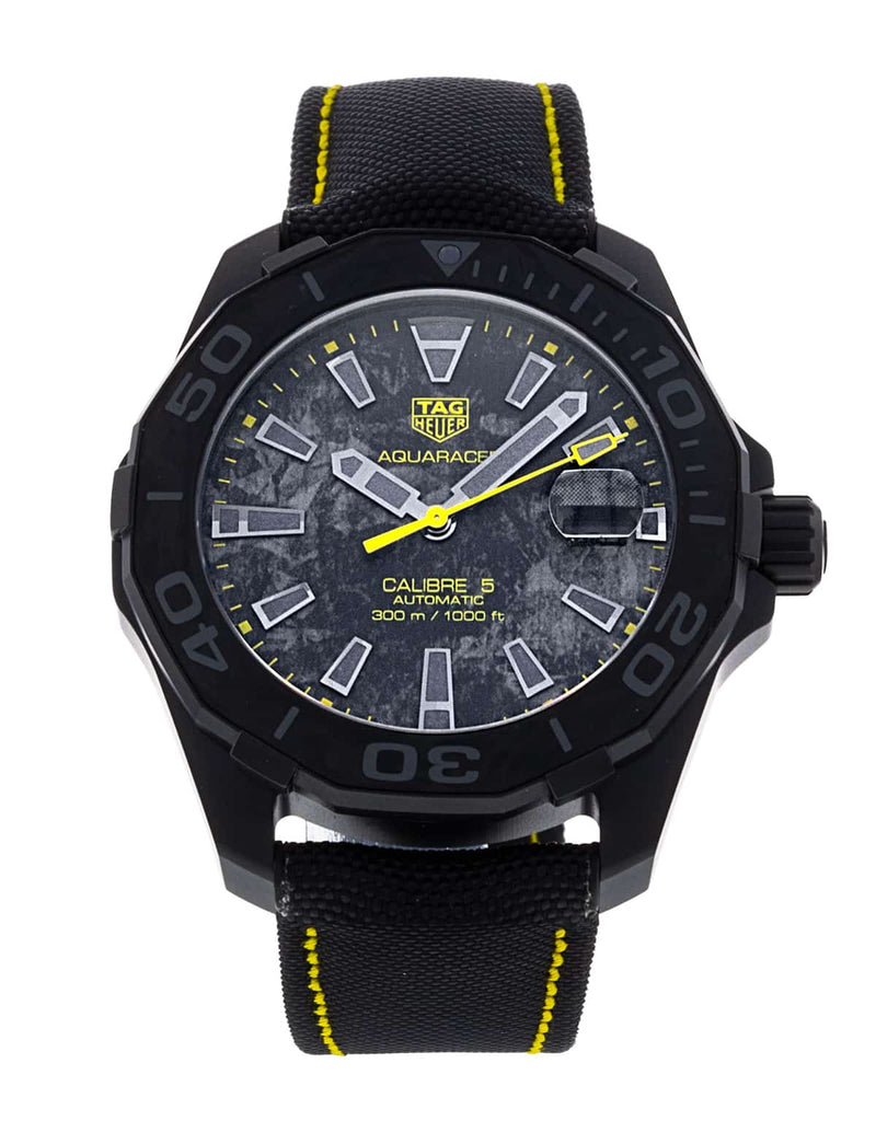 Tag Heuer Aquaracer Calibre 5 Black NATO Strap Carbon Dial Watch for Men - WBD218B.FC6446 Buy Now By Tag Heuer