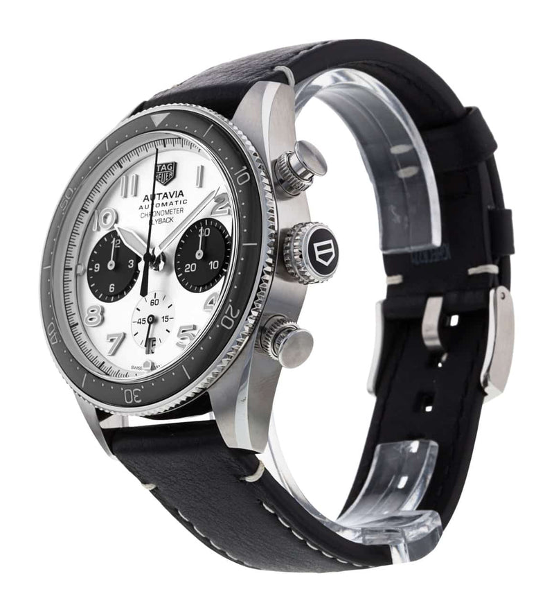 Tag Heuer Autavia Chronometer Flyback Chronograph Silver Dial Black Leather Strap Watch for Men - CBE511B.FC8279 Buy Now By Tag Heuer