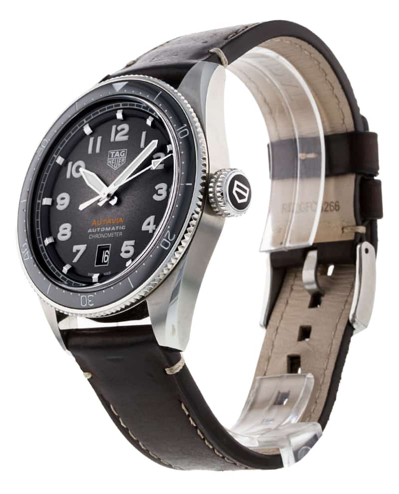 Tag Heuer Autavia Automatic Grey Dial Brown Leather Strap Watch for Men - WBE5114.FC8266