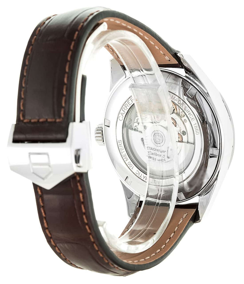 Tag Heuer Carrera Calibre 5 Automatic White Dial Brown Leather Strap Watch for Men - WAR201D.FC6291 Buy Now By Tag Heuer