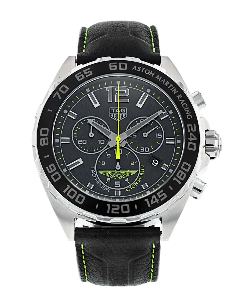Tag Heuer Formula 1 Aston Martin Black Dial Black Leather Strap Watch for Men - CAZ101P.FC8245 Buy Now By Tag Heuer