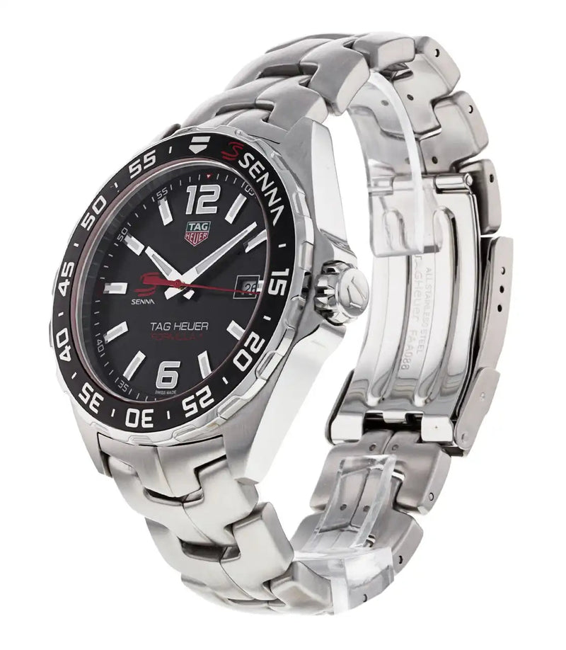 Shop Tag Heuer Formula 1 Senna Limited Edition Black Dial Silver Steel Strap Watch for Men - WAZ1012.BA0883 in USA