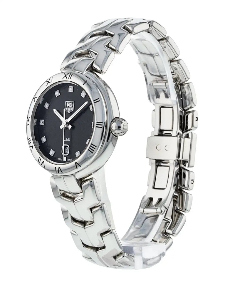 Shop Tag Heuer Link Quartz Diamonds Black Dial Silver Steel Strap Watch for Women - WAT1410.BA0954 in USA