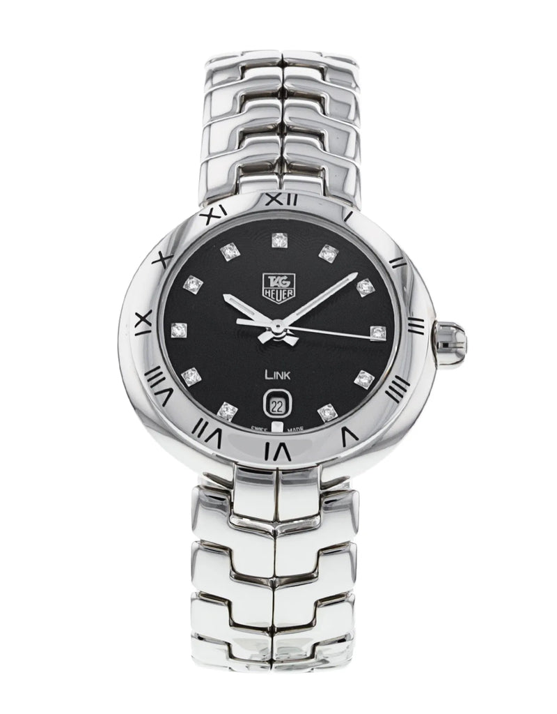 Shop Tag Heuer Link Quartz Diamonds Black Dial Silver Steel Strap Watch for Women - WAT1410.BA0954 in USA