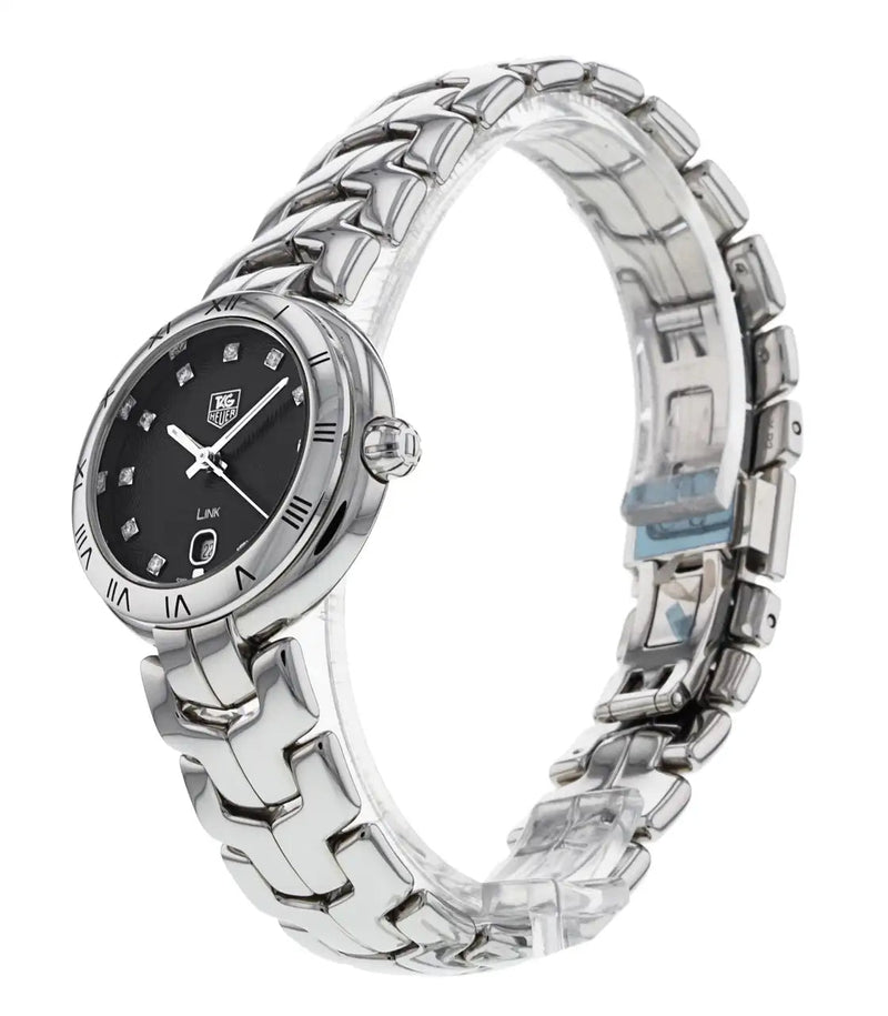 Shop Tag Heuer Link Quartz Diamonds Black Dial Silver Steel Strap Watch for Women - WAT1410.BA0954 in USA