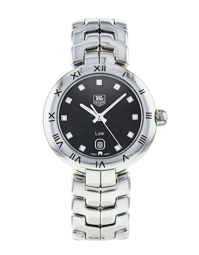 Shop Tag Heuer Link Quartz Diamonds Black Dial Silver Steel Strap Watch for Women - WAT1410.BA0954 in USA