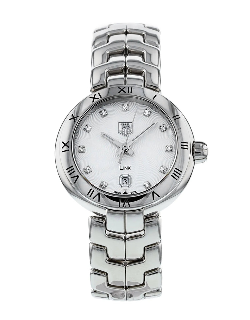 Shop Tag Heuer Link Diamonds Mother of Pearl Dial Silver Steel Strap Watch for Women - WAT1411.BA0954 in USA
