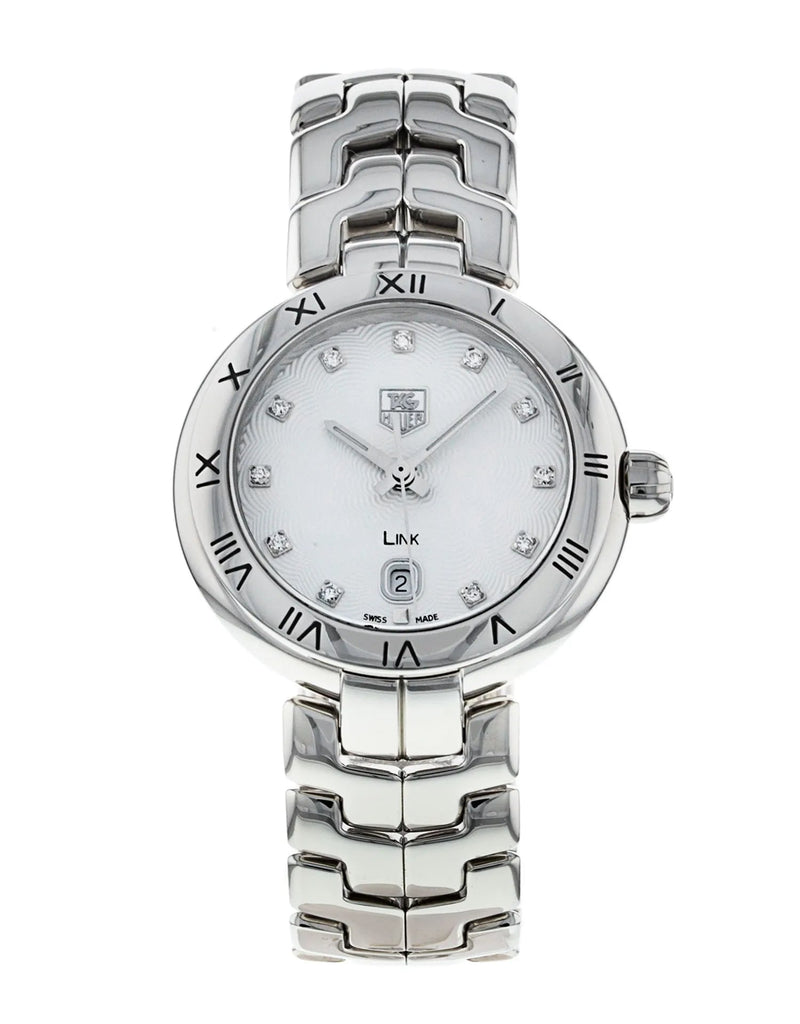Shop Tag Heuer Link Diamonds Mother of Pearl Dial Silver Steel Strap Watch for Women - WAT1411.BA0954 in USA