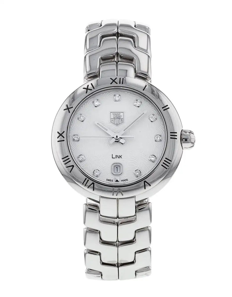 Shop Tag Heuer Link Diamonds Mother of Pearl Dial Silver Steel Strap Watch for Women - WAT1411.BA0954 in USA