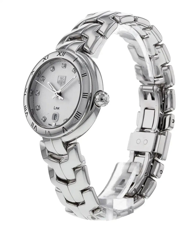 Shop Tag Heuer Link Diamonds Mother of Pearl Dial Silver Steel Strap Watch for Women - WAT1411.BA0954 in USA