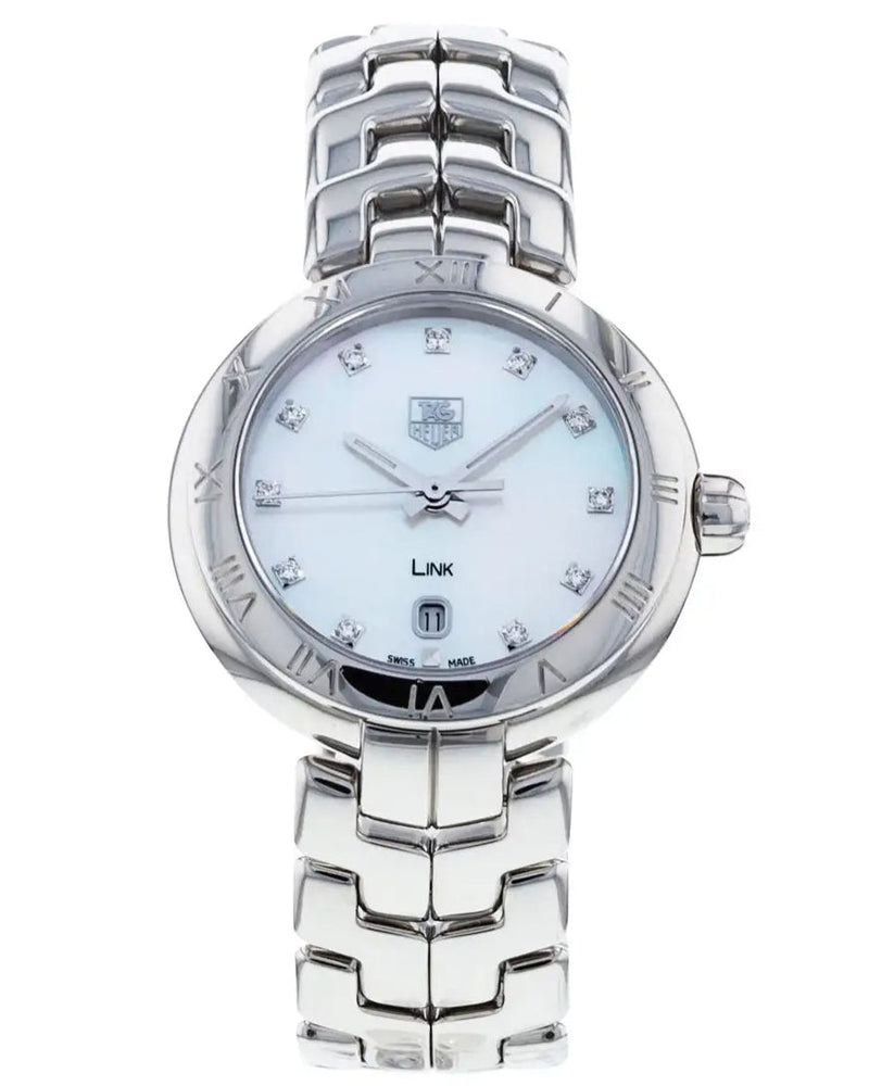 Shop Tag Heuer Link Diamonds Mother of Pearl Dial Silver Steel Strap Watch for Women - WAT1417.BA0954 in USA