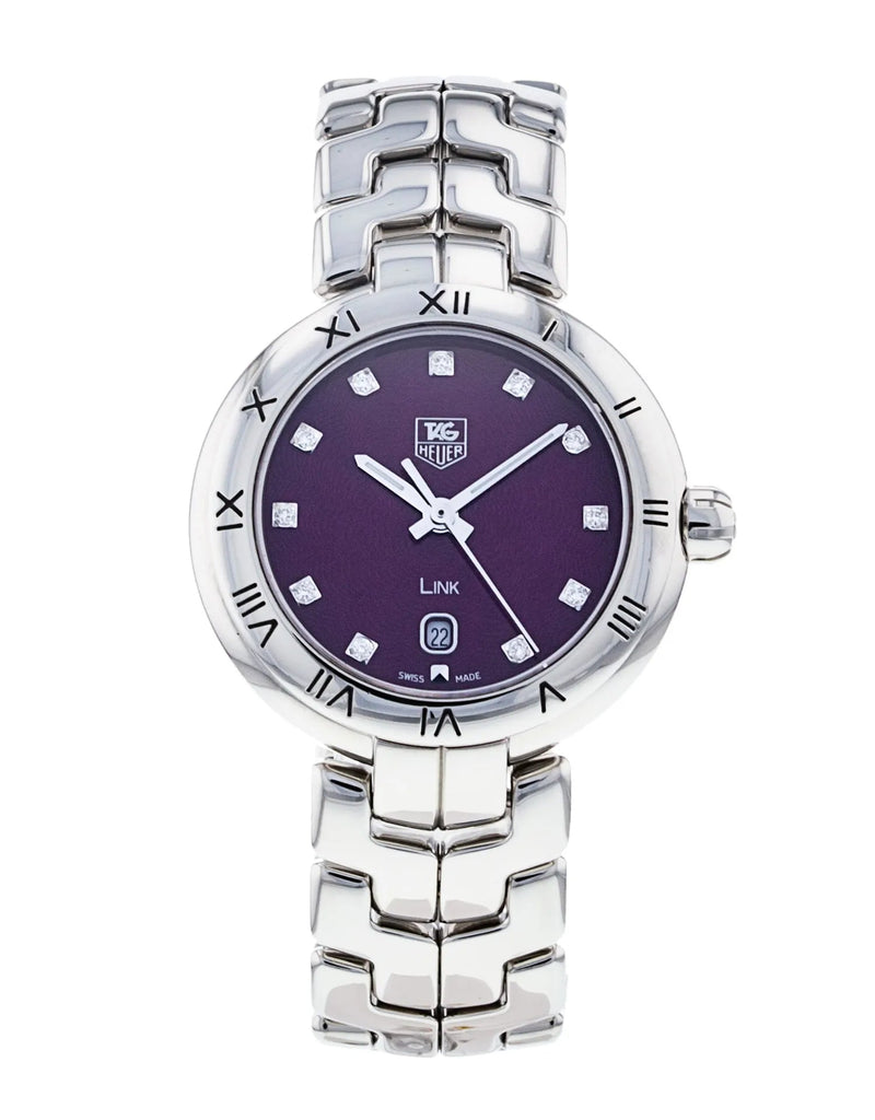 Shop Tag Heuer Link Diamonds Purple Dial Silver Steel Strap Watch for Women - WAT1418.BA0954 in USA
