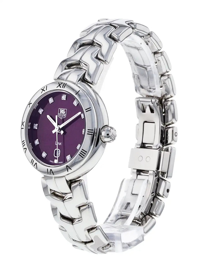Shop Tag Heuer Link Diamonds Purple Dial Silver Steel Strap Watch for Women - WAT1418.BA0954 in USA