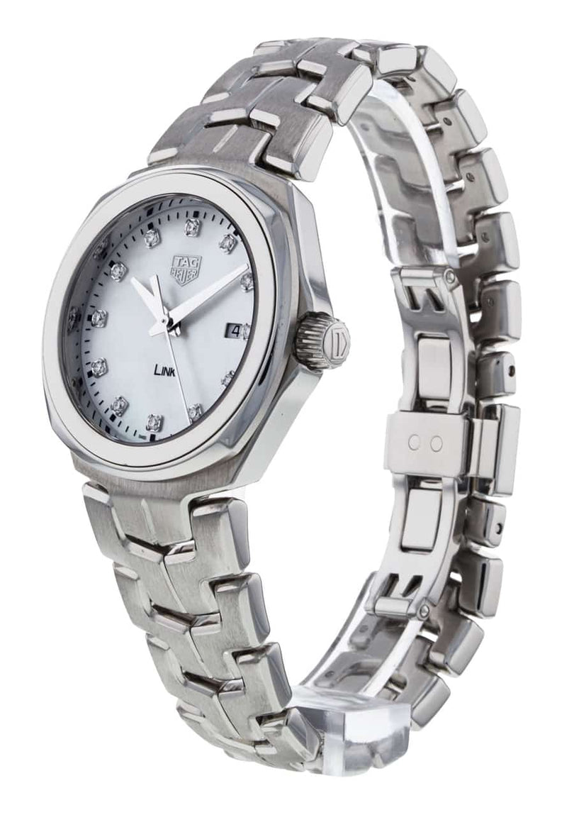 Shop Tag Heuer Link Quartz Diamonds Mother of Pearl Dial Silver Steel Strap Watch for Women - WBC1312.BA0600 in USA