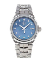 Shop Tag Heuer Link Quartz Diamonds Blue Mother of Pearl Dial Silver Steel Strap Watch for Women - WBC1313.BA0600 in USA
