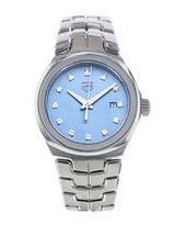 Shop Tag Heuer Link Quartz Diamonds Blue Mother of Pearl Dial Silver Steel Strap Watch for Women - WBC1313.BA0600 in USA