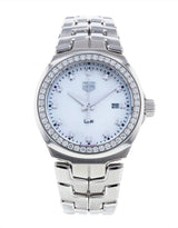 Shop Tag Heuer Link Quartz Diamonds Mother of Pearl Dial Silver Steel Strap Watch for Women - WBC1316.BA0600 in USA