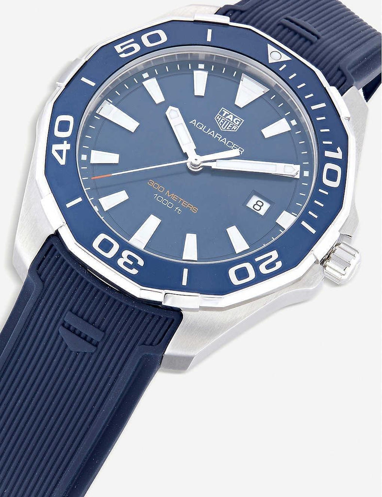 Tag Heuer Aquaracer Quartz Blue Dial Blue Rubber Strap Watch for Men -  WAY101C.FC6153