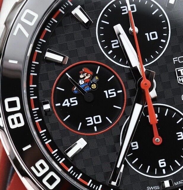 Shop Tag Heuer Formula 1 Mario Kart Chronograph Black Dial Black Leather Strap Watch for Men - CAZ201E.FC6517 in USA