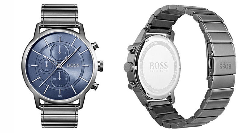 Hugo Boss Architectural Blue Dial Grey Steel Strap Watch for Men - 1513574 Buy Now By Hugo Boss
