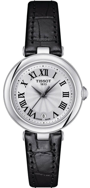 Tissot Bellissima Small Lady Silver Dial Black Leather Strap Watch For Women - T126.010.16.013.00