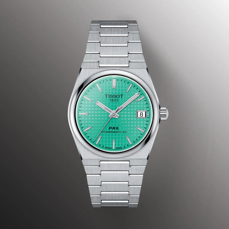 Shop Tissot PRX Powermatic 80 Automatic Mint Green Dial Silver Steel Strap Watch for Men - T137.407.11.091.01 in USA