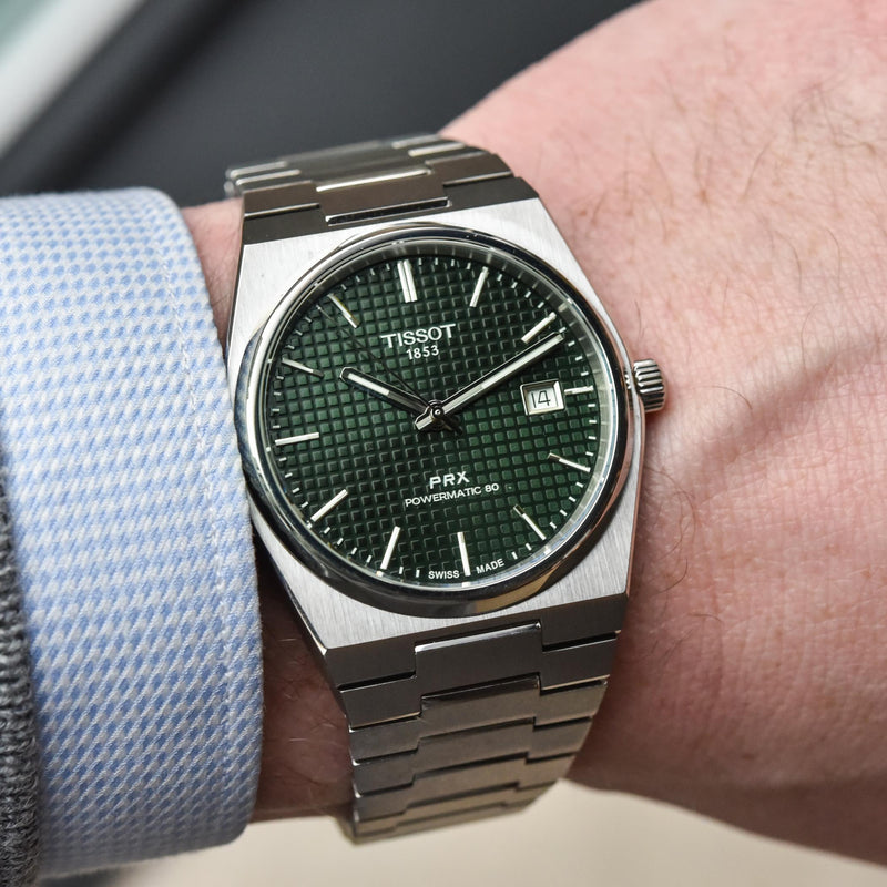 Tissot PRX Powermatic 80 Green Dial Silver Steel Strap Watch For Men - T137.407.11.091.00 Buy Now By Tissot