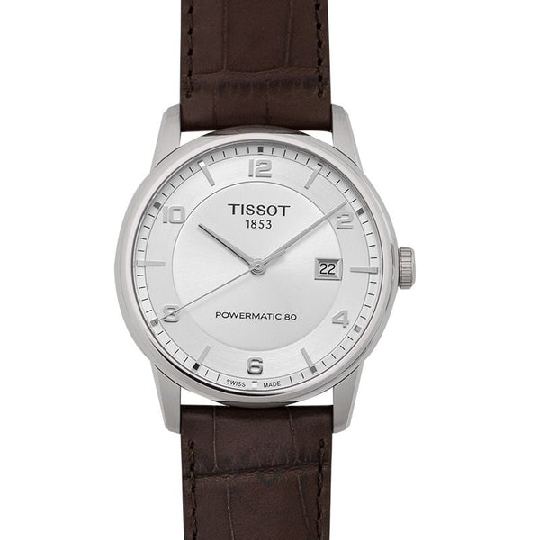Shop Tissot Luxury Powermatic 80 Silver Dial Brown Leather Strap Watch For Men - T086.407.16.037.00 in USA