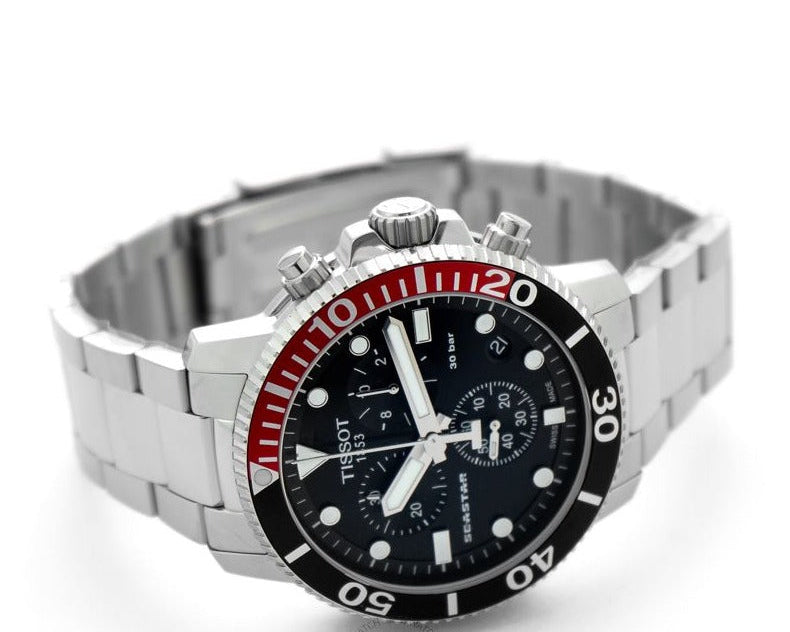 Tissot Seastar 1000 Chronograph Black Dial Silver Steel Strap Watch For Men - T120.417.11.051.01 Buy Now By Tissot