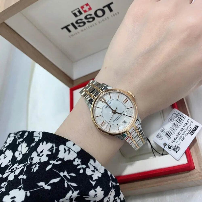 Tissot Chemin Des Tourelles Powermatic 80 Helvetic Price Lady Silver Dial Two Tone Steel Strap Watch For Women - T099.207.22.118.01 Buy Now By Tissot