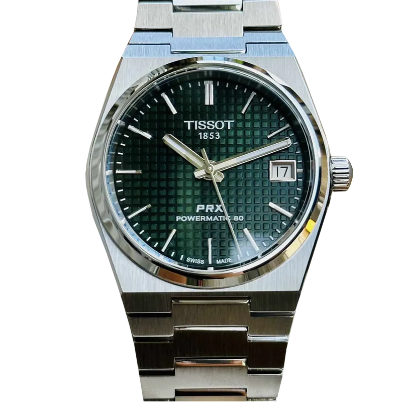 Shop Tissot PRX Powermatic 80 Green Dial Silver Steel Strap Watch for Men - T137.207.11.091.00 in USA