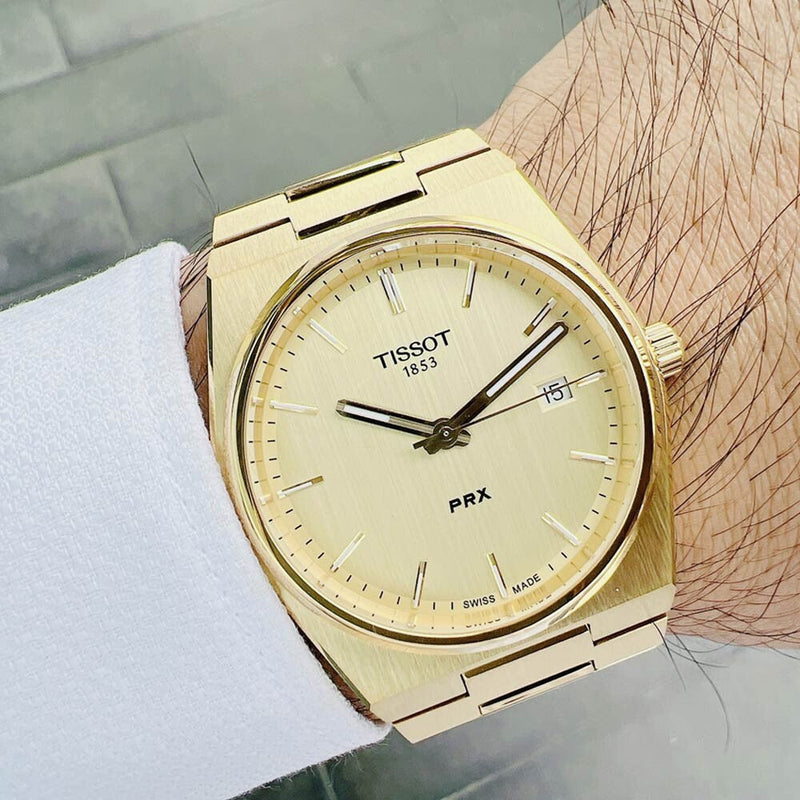 Tissot PRX Champagne Yellow Gold Dial Gold Steel Strap Watch for Men - T137.410.33.021.00 Buy Now By Tissot