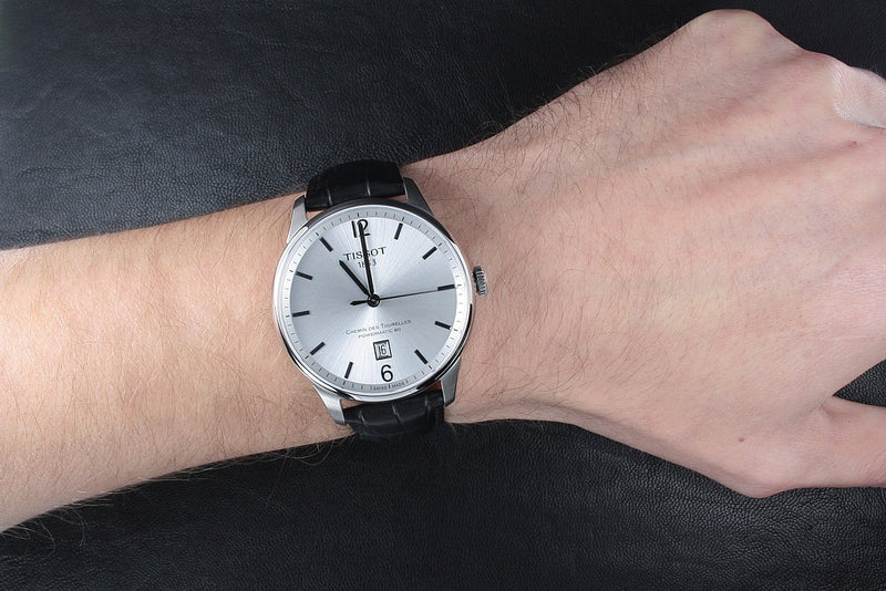 Tissot Chemin Des Tourelles Powermatic 80 Silver Dial Black Leather Strap Watch For Men - T099.407.16.037.00 Buy Now By Tissot