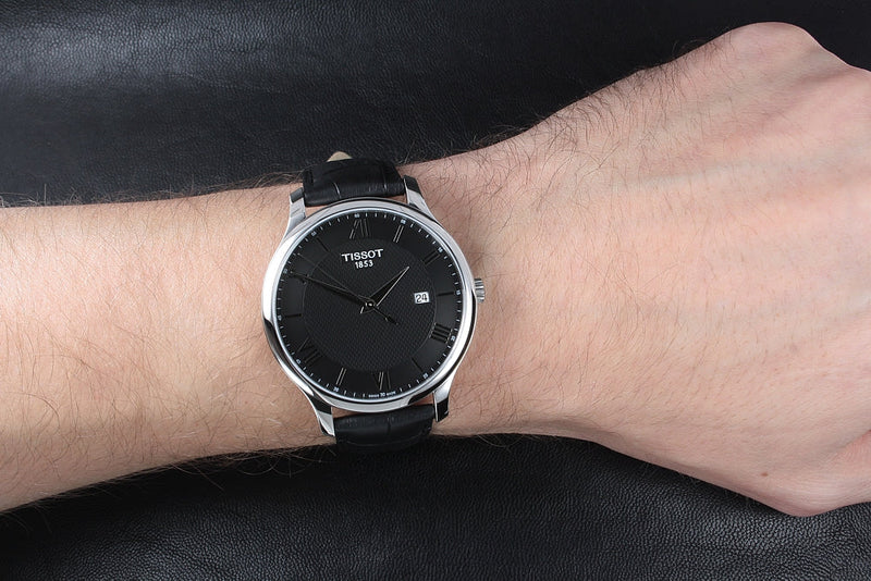 Tissot T Classic Tradition Quartz Black Dial Black Leather Strap Watch For Men - T063.610.16.058.00 Buy Now By Tissot