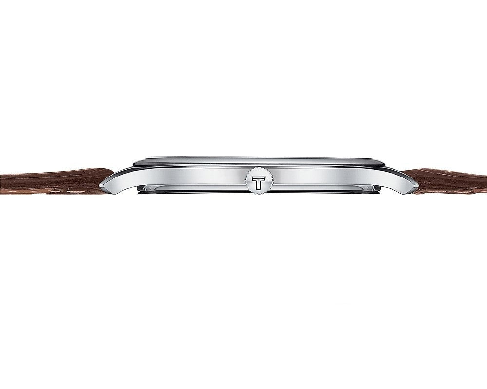 Tissot T Classic Tradition 5.5 Quartz White Dial Brown Leather Strap Watch For Men - T063.409.16.018.00